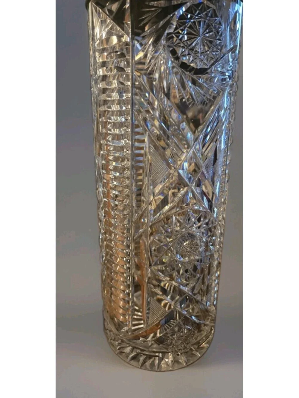 Vintage Pressed Glass Crystal? Cylinder Table Lamp. 22